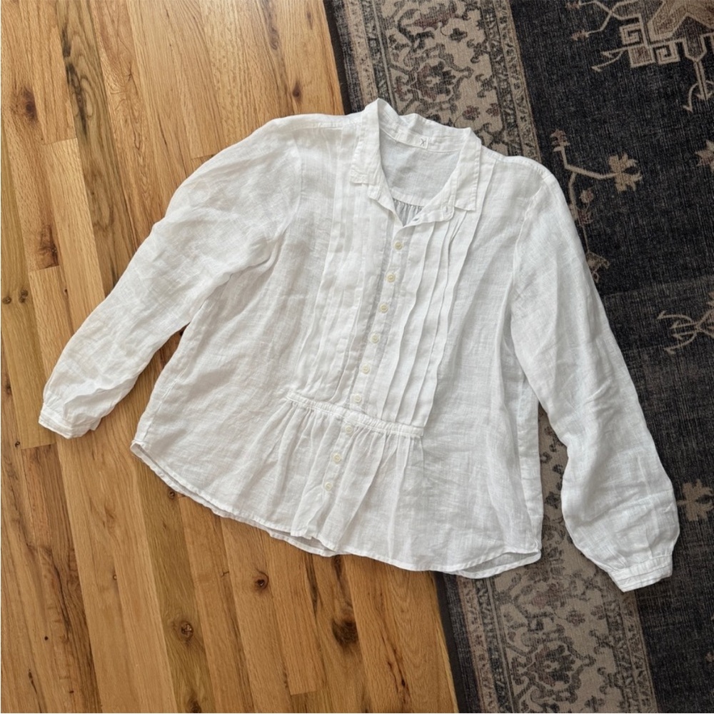 White Women's Ruffled Blouse - Picture 5 of 7
